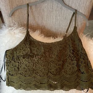 NWT F21 olive green crop top